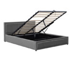 Κρεβάτι Huga  με αποθηκευτικό χώρο βελούδο ανθρακί 120x200εκ