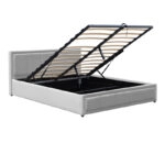 Κρεβάτι Huga  με αποθηκευτικό χώρο βελούδο γκρι 120x200εκ