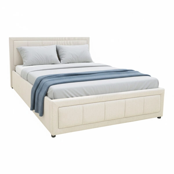 Κρεβάτι Huga με αποθηκευτικό χώρο ύφασμα μπεζ 120x200εκ