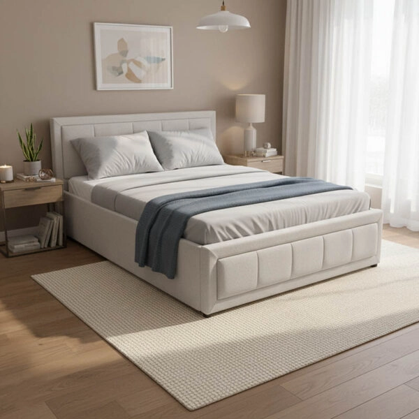 Κρεβάτι Huga  με αποθηκευτικό χώρο ύφασμα γκρι 120x200εκ