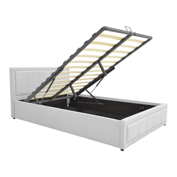 Κρεβάτι Huga  με αποθηκευτικό χώρο ύφασμα γκρι 120x200εκ