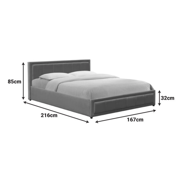 Κρεβάτι Huga  με αποθηκευτικό χώρο βελούδο ανθρακί 160x200εκ