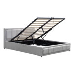 Κρεβάτι Huga  με αποθηκευτικό χώρο βελούδο γκρι 160x200εκ