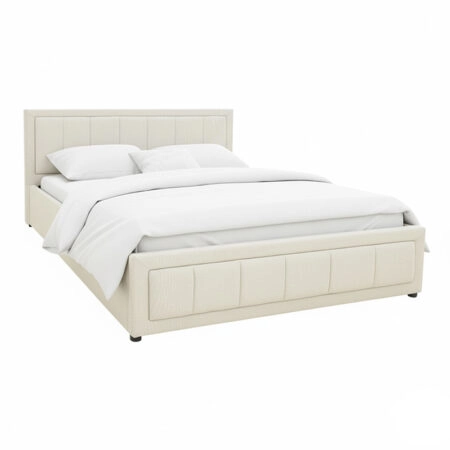 Κρεβάτι Huga pakoworld με αποθηκευτικό χώρο ύφασμα μπεζ 160x200εκ