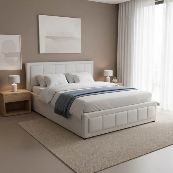 Κρεβάτι Huga με αποθηκευτικό χώρο ύφασμα γκρι 160x200εκ