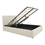 Κρεβάτι Snuggle με αποθηκευτικό χώρο ύφασμα μπεζ 120x200εκ