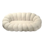 Καναπές Embrace  μπουκλέ ύφασμα σε μπεζ απόχρωση 180x105x65εκ