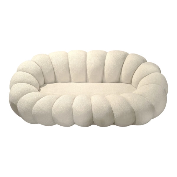 Καναπές Embrace  μπουκλέ ύφασμα σε μπεζ απόχρωση 180x105x65εκ