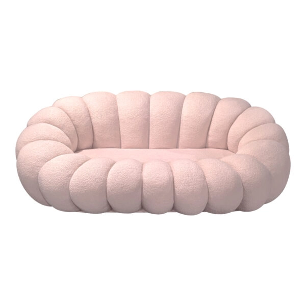 Καναπές Embrace  μπουκλέ ύφασμα σε ροζ απόχρωση 180x105x65εκ