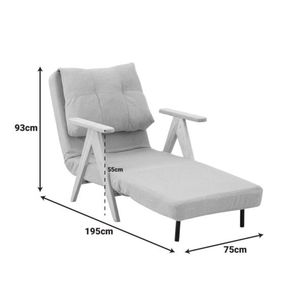 Πολυθρόνα-Κρεβάτι Restyl rubberwood- ύφασμα σε κρεμ απόχρωση 75x60x93εκ