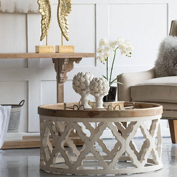 Alcott Τραπέζι Σαλονιού Ξύλο MDF Λευκή Πατίνα (81x81x40)cm