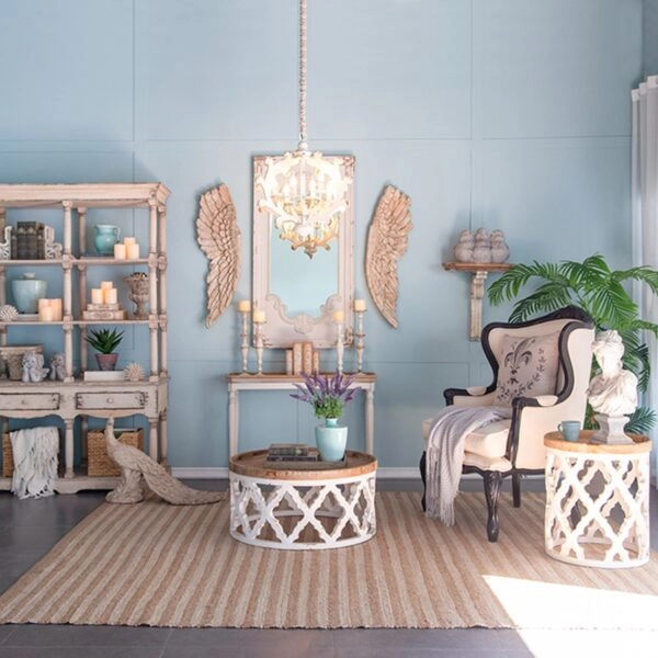 Alcott Τραπέζι Σαλονιού Ξύλο MDF Λευκή Πατίνα (81x81x40)cm