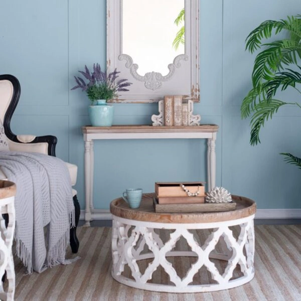 Alcott Τραπέζι Σαλονιού Ξύλο MDF Λευκή Πατίνα (81x81x40)cm