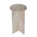 Artekko Taric Μπεζ Μαρμάρινο Βοηθητικό Τραπέζι (38x38x61)cm