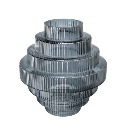 Artekko Fluted Μπλε Ημιδιάφανο Διακοσμητικό Βάζο με Ραβδώσεις (23x23x25)cm