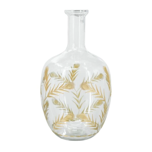 Artekko Aphelios Διακοσμητικό Βάζο Γυαλί Διάφανο Χρυσό (23x23x41)cm