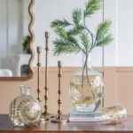 Artekko Aphelios Διακοσμητικό Βάζο Γυαλί Διάφανο Χρυσό (23x23x41)cm