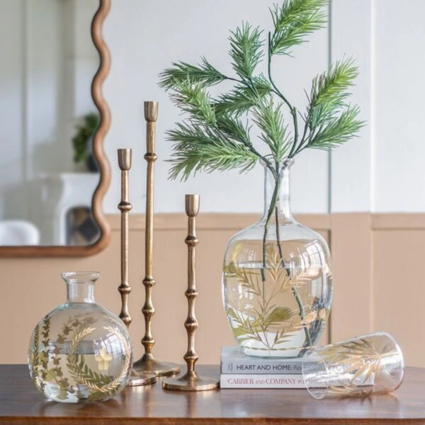 Artekko Aphelios Διακοσμητικό Βάζο Γυαλί Διάφανο Χρυσό (23x23x41)cm