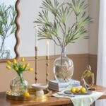 Artekko Aphelios Διακοσμητικό Βάζο Γυαλί Διάφανο Χρυσό (23x23x41)cm