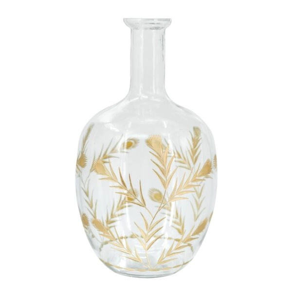 Artekko Aphelios Διακοσμητικό Βάζο Γυαλί Διάφανο Χρυσό (23x23x41)cm