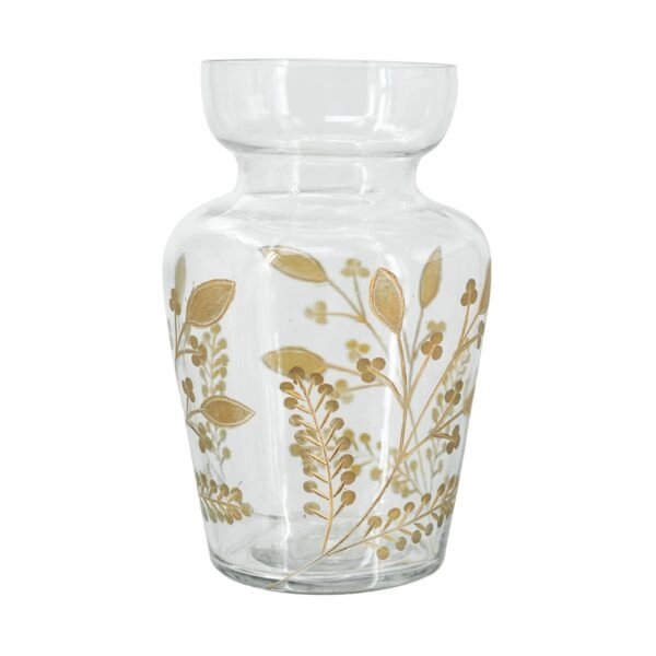 Artekko Aphelios Διακοσμητικό Βάζο Γυαλί Διάφανο Χρυσό (14x14x21)cm