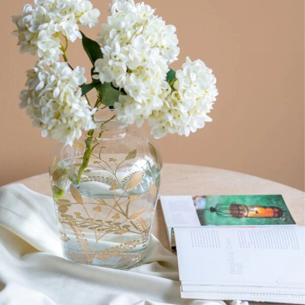 Artekko Aphelios Διακοσμητικό Βάζο Γυαλί Διάφανο Χρυσό (14x14x21)cm