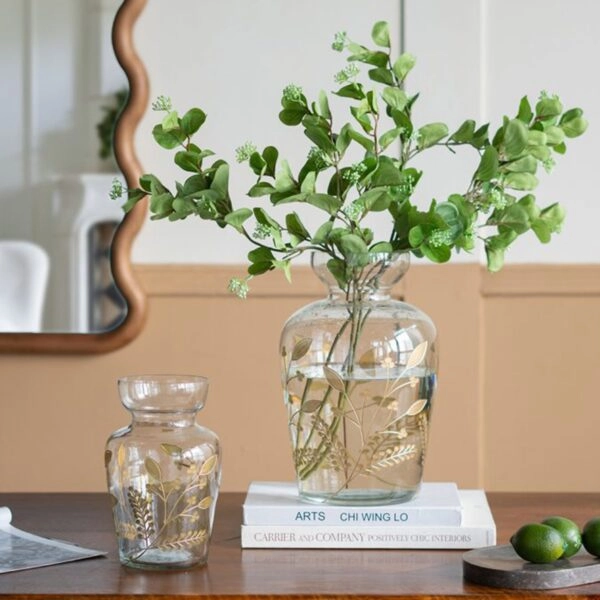 Artekko Aphelios Διακοσμητικό Βάζο Γυαλί Διάφανο Χρυσό (14x14x21)cm