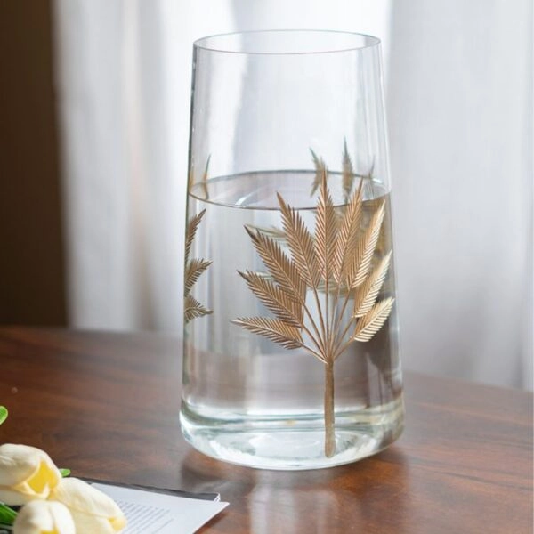 Artekko Aphelios Διακοσμητικό Βάζο Γυαλί Διάφανο Χρυσό