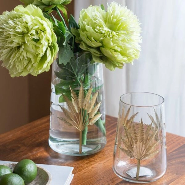 Artekko Aphelios Διακοσμητικό Βάζο Γυαλί Διάφανο Χρυσό