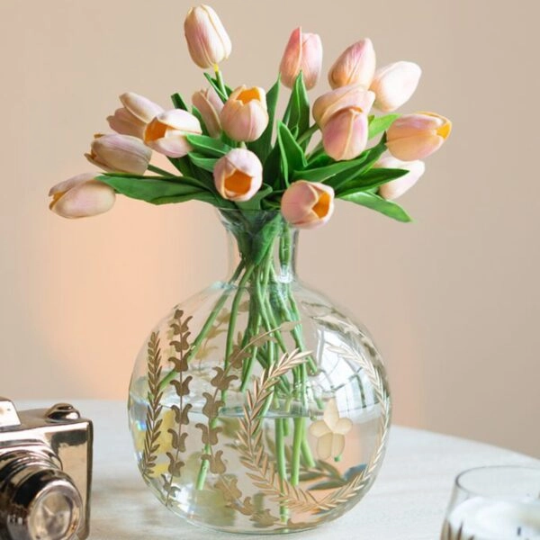 Artekko Aphelios Διακοσμητικό Βάζο Γυαλί Διάφανο Χρυσό