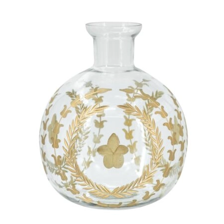 Artekko Aphelios Γυάλινο Διάφανο Διακοσμητικό Βάζο με Χρυσές Λεπτομέρειες (20x20x27)cm