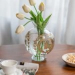 Artekko Aphelios Διακοσμητικό Βάζο Γυαλί Διάφανο Χρυσό (15x15x22)cm