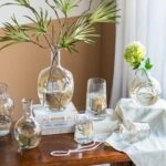 Artekko Aphelios Διακοσμητικό Βάζο Γυαλί Διάφανο Χρυσό (15x15x22)cm