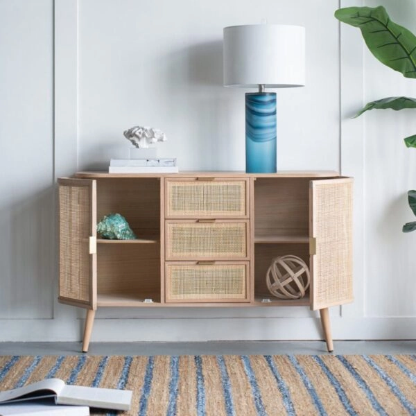 Artekko Cons Μπουφές MDF Ψάθα Φυσική Απόχρωση (119x40x81)cm