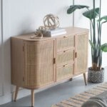 Artekko Cons Μπουφές MDF Ψάθα Φυσική Απόχρωση (119x40x81)cm