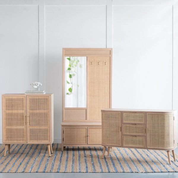 Artekko Cons Μπουφές MDF Ψάθα Φυσική Απόχρωση (119x40x81)cm