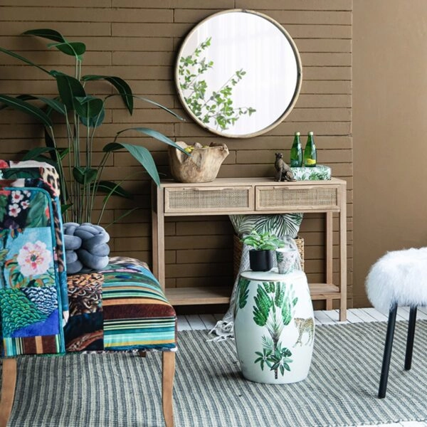 Artekko Cons Κονσόλα MDF Ψάθα Φυσική Απόχρωση (100x30x75)cm