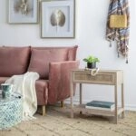 Artekko Cons MDF Κομοδίνο με Ψάθα σε Φυσική Απόχρωση (55x30x55)cm