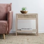 Artekko Cons MDF Κομοδίνο με Ψάθα σε Φυσική Απόχρωση (55x30x55)cm