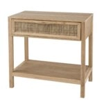 Artekko Cons MDF Κομοδίνο με Ψάθα σε Φυσική Απόχρωση (55x30x55)cm