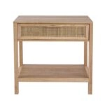 Artekko Cons MDF Κομοδίνο με Ψάθα σε Φυσική Απόχρωση (55x30x55)cm