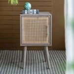 Artekko Cons MDF Κομοδίνο με Ψάθα σε Φυσική Απόχρωση (40x38x72)cm