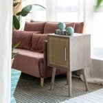 Artekko Cons MDF Κομοδίνο με Ψάθα σε Φυσική Απόχρωση (40x38x72)cm