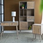 Artekko Cons MDF Κομοδίνο με Ψάθα σε Φυσική Απόχρωση (40x38x72)cm