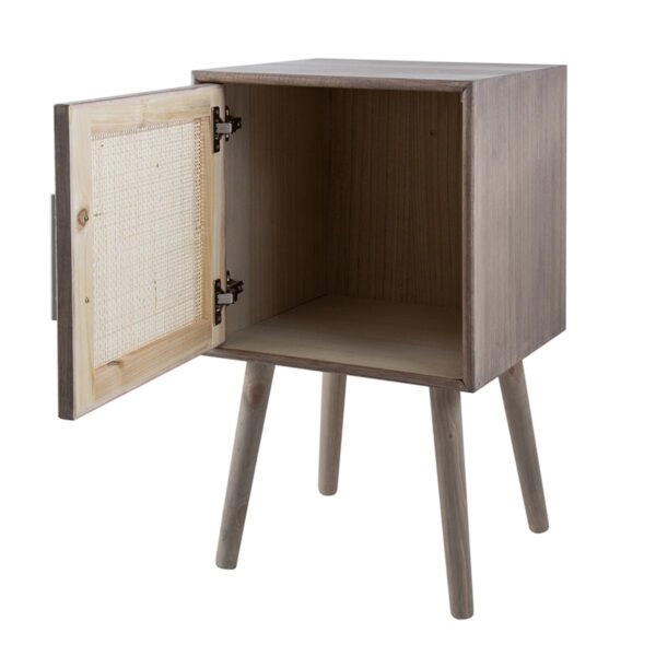 Artekko Cons MDF Κομοδίνο με Ψάθα σε Φυσική Απόχρωση (40x38x72)cm