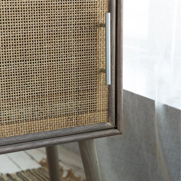 Artekko Cons MDF Κομοδίνο με Ψάθα σε Φυσική Απόχρωση (40x38x72)cm