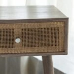 Artekko Cons MDF Κομοδίνο με Ψάθα σε Φυσική Απόχρωση (40x37x70)cm