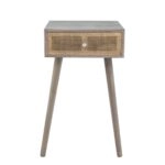 Artekko Cons MDF Κομοδίνο με Ψάθα σε Φυσική Απόχρωση (40x37x70)cm