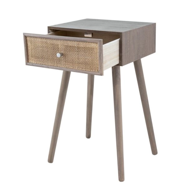 Artekko Cons MDF Κομοδίνο με Ψάθα σε Φυσική Απόχρωση (40x37x70)cm