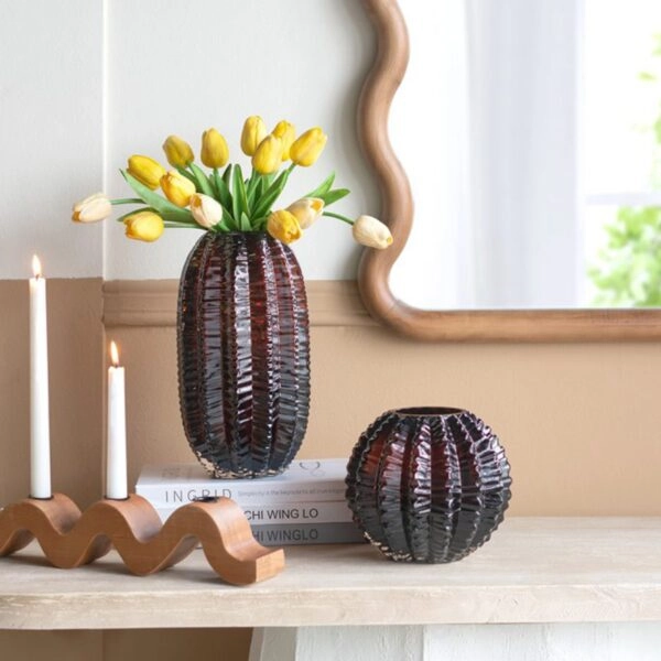 Artekko Briar Βάζο Γυάλινο Καφέ (17x17x15.5)cm